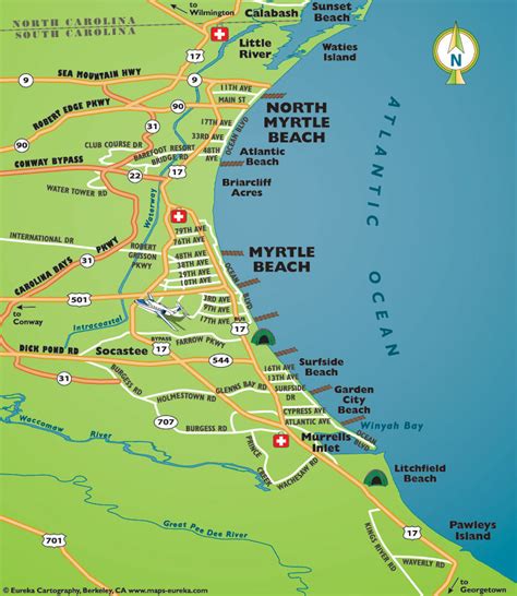 Myrtle Beach South Carolina Map With Cities